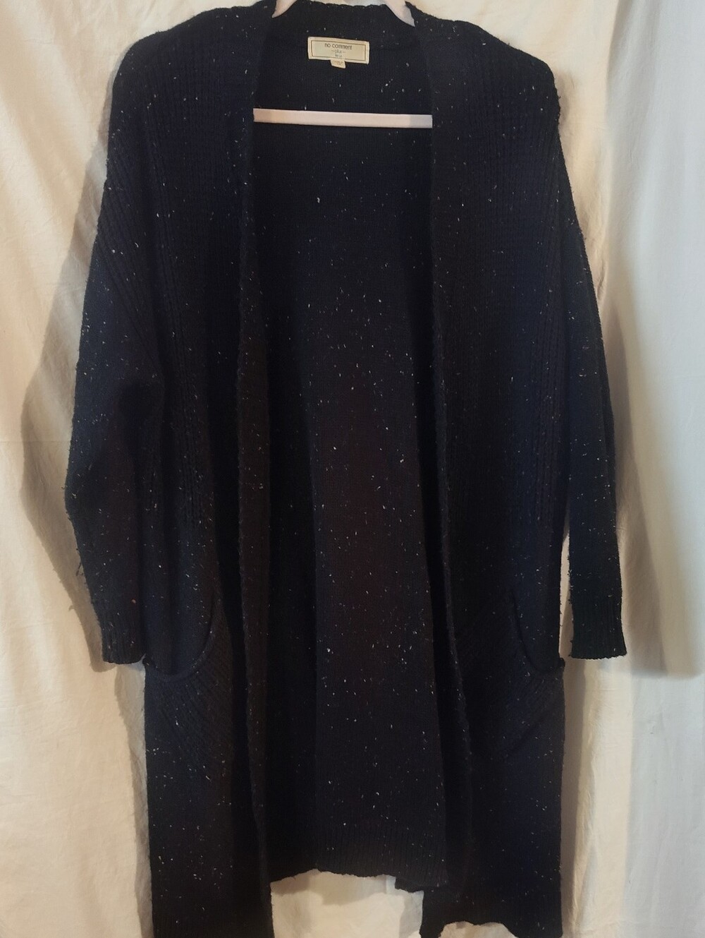 Black Open-Front Long Cardigan Sweater